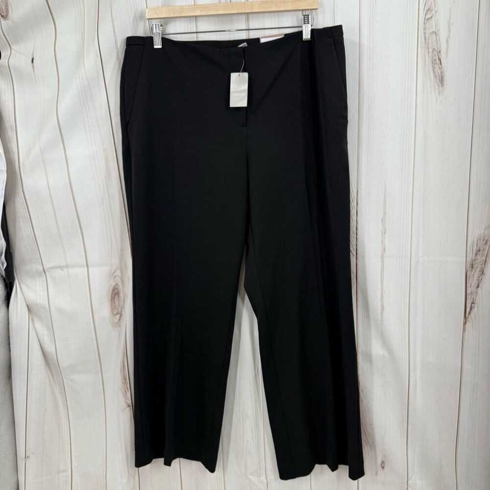 Chico’s Women’s 3 Black Metro Trouser Pants New Chino Office Core Career